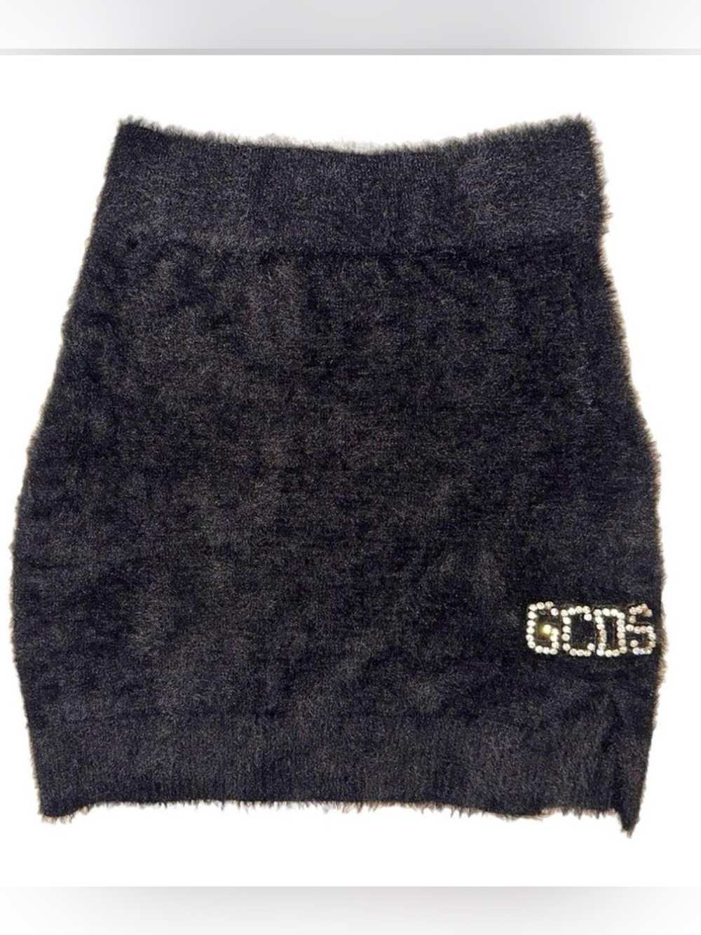 GCDS Chic Black Fuzzy Mohair  Mini Skirt SzL